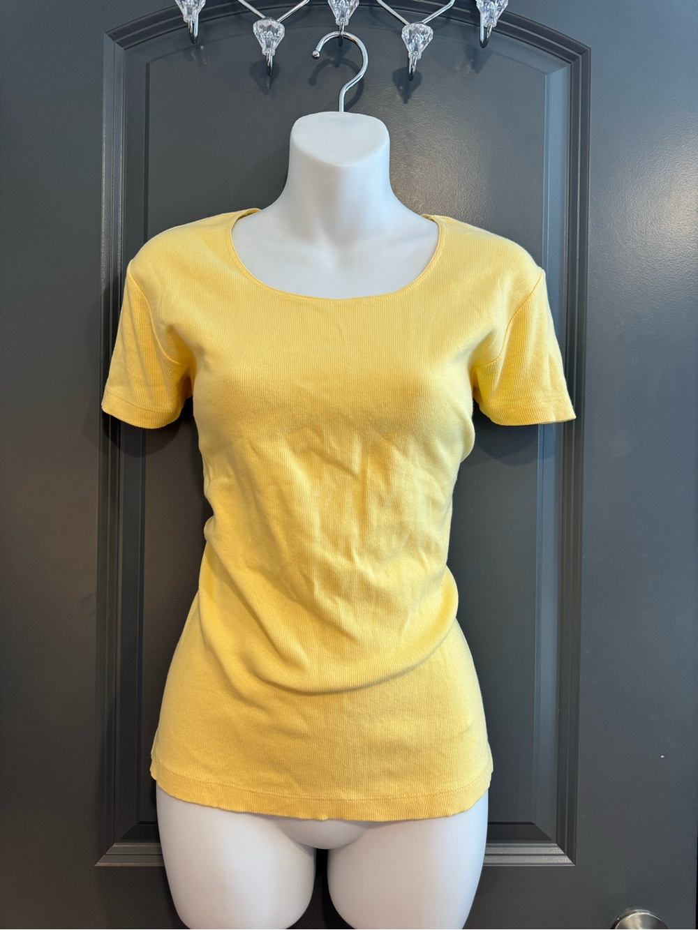 croft & barrow Yellow Scoop Neck Short Sleeve cotton Tee